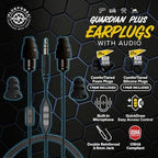 Plugfones Guardian Plus in-Ear Earplug Earbud Hybrid - Noise Reduction in-Ear Headphones with Noise Isolating Mic and Controls (Black)