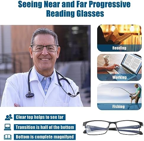 Photochromic Progressive Multifocus Reading Glasses Men Transition Blue Light Blocking Multifocal Computer Readers