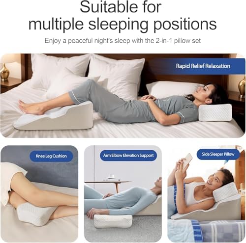 Daneey Wedge Pillow for Side Sleepers with Arm Hole, Adjustable U-Shaped Headrest Pillow Cushion for Adults, Relieves Neck, Back, Shoulder Pain, Removable Cover