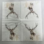 Deer Portrait Deer Antler Napkins for Cabin, Hunting, Outdoors, Wildlife Cocktail Size 20 Ct 5x5 inches Forrest Paper Napkins Disposable Paper Napkins Rustic Outdoor Theme Party Napkins for Decoupage
