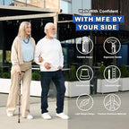 MFE Folding Cane, Portable 5-Level Adjustable Height Walking Stick with Foldable Design, Wrist Strap, and T Handle for Men and Women
