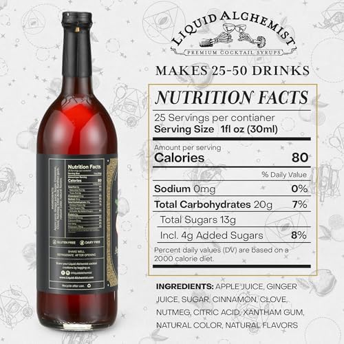 Liquid Alchemist Apple Spice Syrup for Cocktails - Real Ingredients Make our Apple Syrup for Drinks Perfect for a Fall Themed Old Fashioned Mix (25.4 oz)