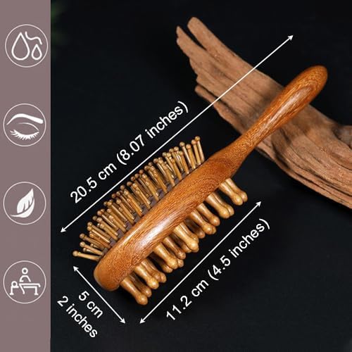 Ouliget Double Sided Sandalwood Air Bag Comb,Round Combs Teeth Gentle Scalp Massage,Gua Sha Comb Tool Suitable for Scalp Care and Hair Styling