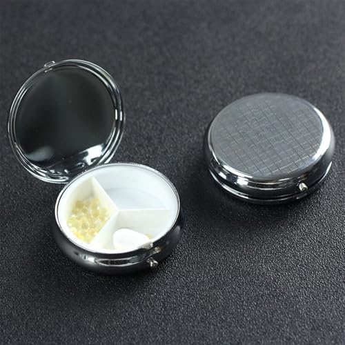 Pill Box 3 Compartment Medicine Pill Case for Pocket or Purse Mini Metal Pillcase Cute Polar Bears Pill Holder Vitamin Organizer Portable Travel Pills Container to Hold Supplements Vitamins