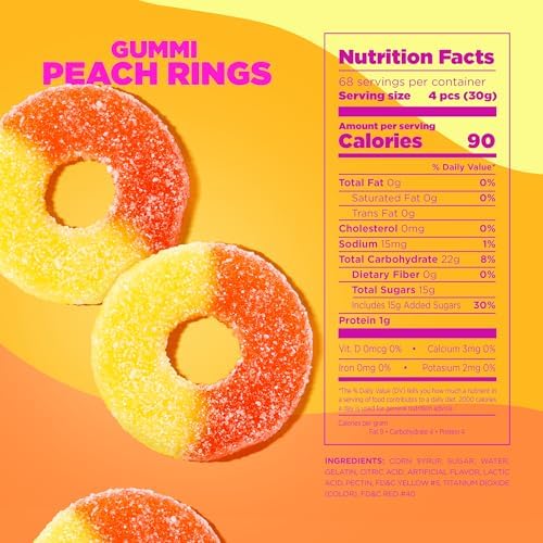 Albanese Candy, Gummi Peach Rings, 4.5-pound Bag