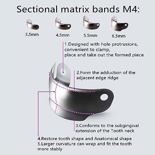 Dental Sectional Matrix System Dental Matrix Ring and Band Set, Dental Sectional Matrix Bands Ring, Dental Clip Clamp Ring, Matrix Bands for Dental Restorations. (4.5mm50pcs)
