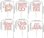 24PCS Rose Gold Happy 65th Birthday Cupcake Toppers Sixty Five Straight Outta 1961 Cupcake Picks Cheers to 65 Lengend Since 1961 Cake Decorations for 65th Birthday Anniversary Party Cake Decorations