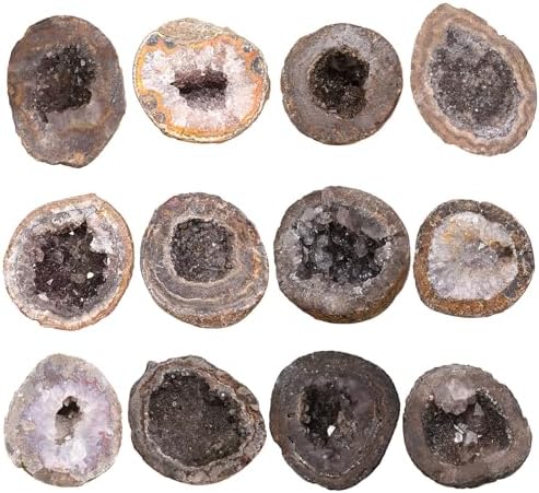 Rockcloud Natural Geode Agate Specimen Irregular Quartz Crystal Cluster Mineral Stone for Home Decoration, 0.22-0.44 lb