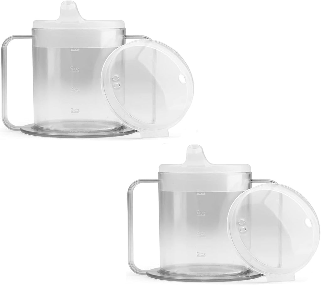9oz Adult Sippy Cup with 2 Handles - Independence Sip Mug with 2 Style Lids, for Adults With Limited Mobility - Handicapped Accessories - Cups for Elderly Care - Made in the USA – 2 Pack