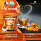 Golden Herbs Organic Ginger Turmeric Tea – USDA Organic Herbal Tea, Caffeine Free, Warming Wellness Blend, 30 Biodegradable Tea Bags, Packed in USA