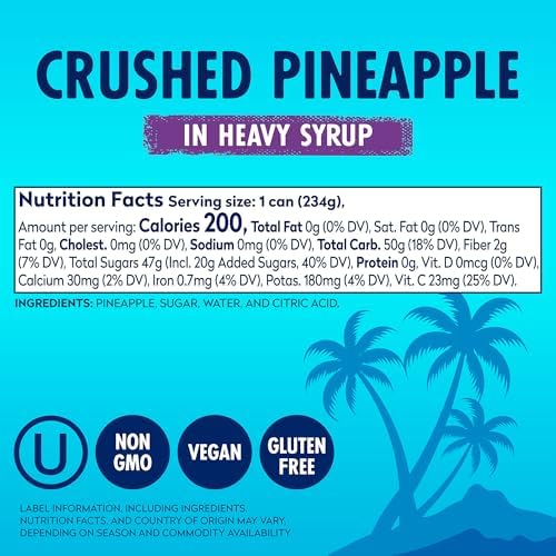Dole Crushed Pineapple in Heavy Syrup - Dole Canned Fruit - Rich Source of Vitamin C - 8.25 oz Cans - 12 Pack