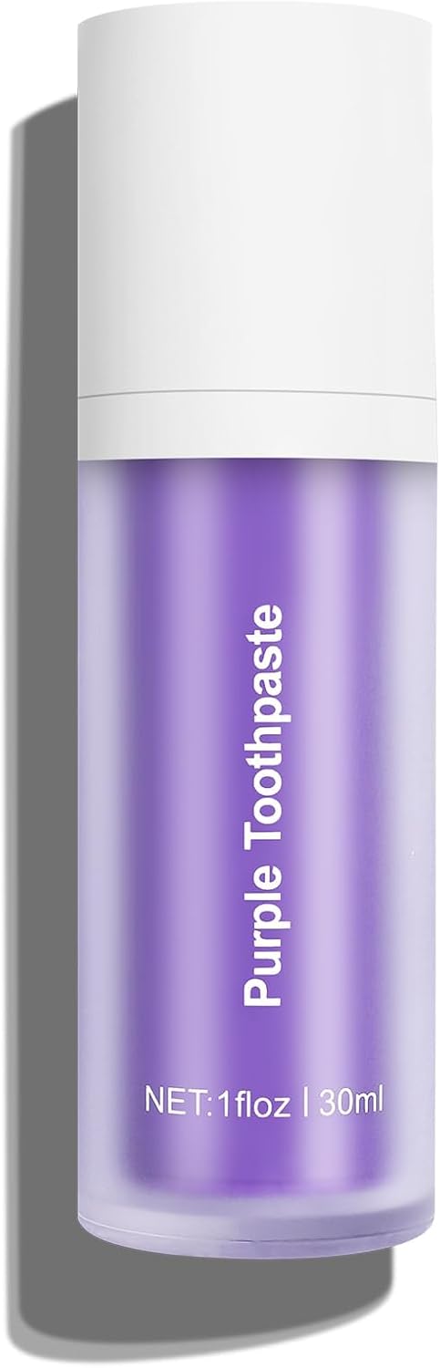 Purple Toothpaste for Teeth Whitening, Teeth Whitening Toothpaste, Purple Toothpaste Whitening, Tooth Stain Removal Colour Corrector, Stubborn Stain Removal & Enamel - 1 Fl Oz