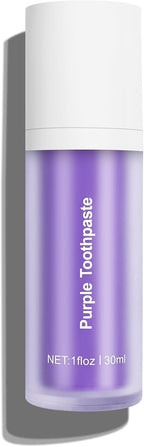 Purple Toothpaste for Teeth Whitening, Teeth Whitening Toothpaste, Purple Toothpaste Whitening, Tooth Stain Removal Colour Corrector, Stubborn Stain Removal & Enamel - 1 Fl Oz