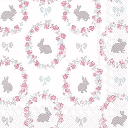 IHR 20 Luxury Paper Luncheon Napkins- Lovely Little Roses (Turquoise)