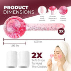 Ice Globes for Face 2Pcs – Freezer Safe Ice Globes for Facials, Skin Tightening & Anti-Aging – Reusable Facial IceGlobes for Reduction of Puffiness & Wrinkles of Face, Neck & Eyes–Pink