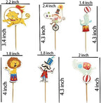 Circus Cupcake Toppers,24 PCS Carnival Cupcake Toppers,Circus Theme Party Decorations,Carnival Decorations