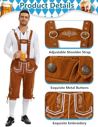Mens Oktoberfest Costume Outfits Adult Bavarian Funny Halloween Costumes Set for Beer Festival Party
