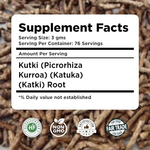 Herbsforever Kutki Root Powder(PicrorhizaKurroa)-Supports Liver Skin Health & Blood Purifier,Cooling Herb| Wild Harvested- 2X Potency | Ultra Clean | Authentic | High-Altitude Sourced | 230Gms-1/2LBS