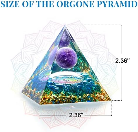 Orgone Pyramid Healing Crystal Meditation Positive Energy Generator Amethyst and Blue Quartz, Promote Wealth and Prosperity