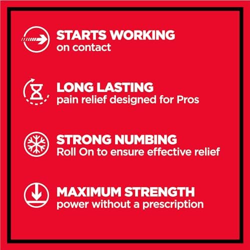 Absorbine Jr. PRO Maximum Strength Lidocaine Roll-On for Targeted Nerve and Muscle Pain Relief, 4% Lidocaine + 1.5% Phenol, Fast Acting & Long Lasting, 2.5 oz