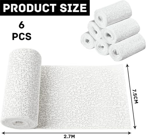 Plaster Coth Rolls 6 Pack Plaster Gauze Bandage Plaster Strip Gauze Wrap for Body Casts Craft Projects Belly Molds 3in x 106 inch