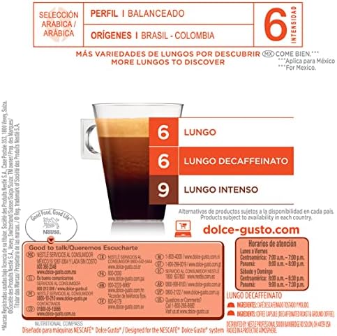 Nescafe Dolce Gusto Coffee Pods, Lungo Decaffeinato, 16 capsules, Pack of 3