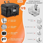 CDYWD Bike Basket Front with Removable Liner Bag, Large Bicycle Front Basket for Men Women, Heavy Duty Metal Bike Cargo Basket for Adult Bikes, Ebike, Electric Bike, Mountain Bike, City Bike, Cruiser