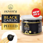 Homtiem Black Garlic 8.82oz(250g), Whole Peeled Black Garlic, Natural organic sause whole cloves fermenter for 90 Days aged, Super Foods, Non-GMOs, Non-Additives, High in Antioxidants, Ready to Eat for Healthy Snack