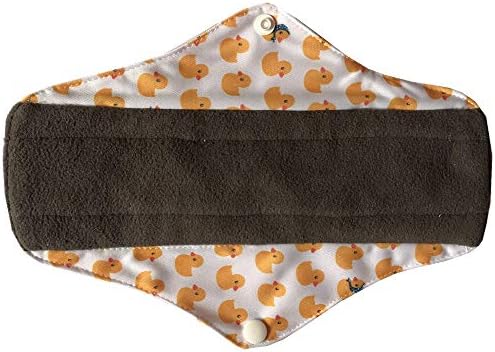MUMBABY 5 Pieces 10 Inch (25.4cm) Regular Charcoal Bamboo Mama Cloth/Menstrual Pads/Reusable Sanitary Pads (Little Yellow Duck, Medium)