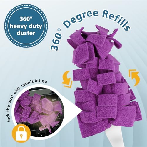 360° Fleece Duster Refills for Swiffer, Washable Refills Reusable Duster Refills Heavy Duty Compatible with Swiffer Hand Duster, Wet and Dry Dual Use Reusable Duster Heads (6 Pack)