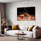 AIYISU Large Bar Wall Art Wine Wall Decor Still Life Canvas Prints Picture Retro Whisky Painting Rustic Bar Bourbon Goblet Poster Modern Artwork for Pub Restaurant Dining Room Home Decoration 32x48”