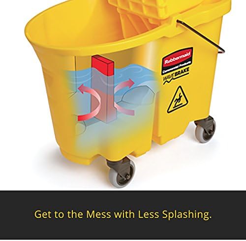 Rubbermaid Commercial WaveBrake 2.0 35 QT Down-Press Mop Bucket and Wringer, Blue, Heavy Duty Mopping/Cleaning for Professional/Janitorial Use