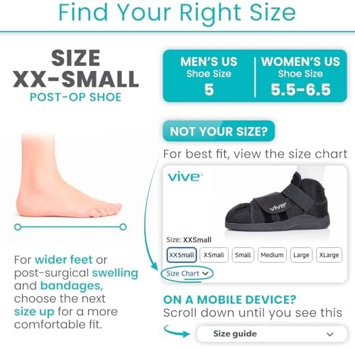 Vive Closed Post Op Shoe - Fracture Medical Walking Shoes for Women & Men - Orthopedic Recovery Shoe Brace - Foot Boot for Injured Feet and Broken Toe