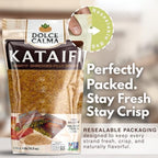 Dolce Calma Premium Roasted Kataifi Dough (400g / 14.1oz) – Kadayif for Dubai Chocolate Bar, Kunafa & Baklava Desserts, Finely Shredded Fillo, Resealable Bag, Phyllo for Pistachio Cream Bakery Knafeh