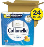 Cottonelle Ultra Clean Mega Bathroom Tissue, White, 312 Sheets Per Roll, Pack Of 24 Rolls