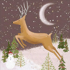 IHR Ideal Home Range Cocktail Napkins Disposable 3-Ply Paper Party Napkin Pack, 5" x 5", Leaping Deer, 20-Count