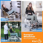 Shower Chair with Soft Cushion, Reclining Shower Chair with Wheels, Tilt 45° Shower Wheelchair with Commode, Adjustable Rolling Shower Chair