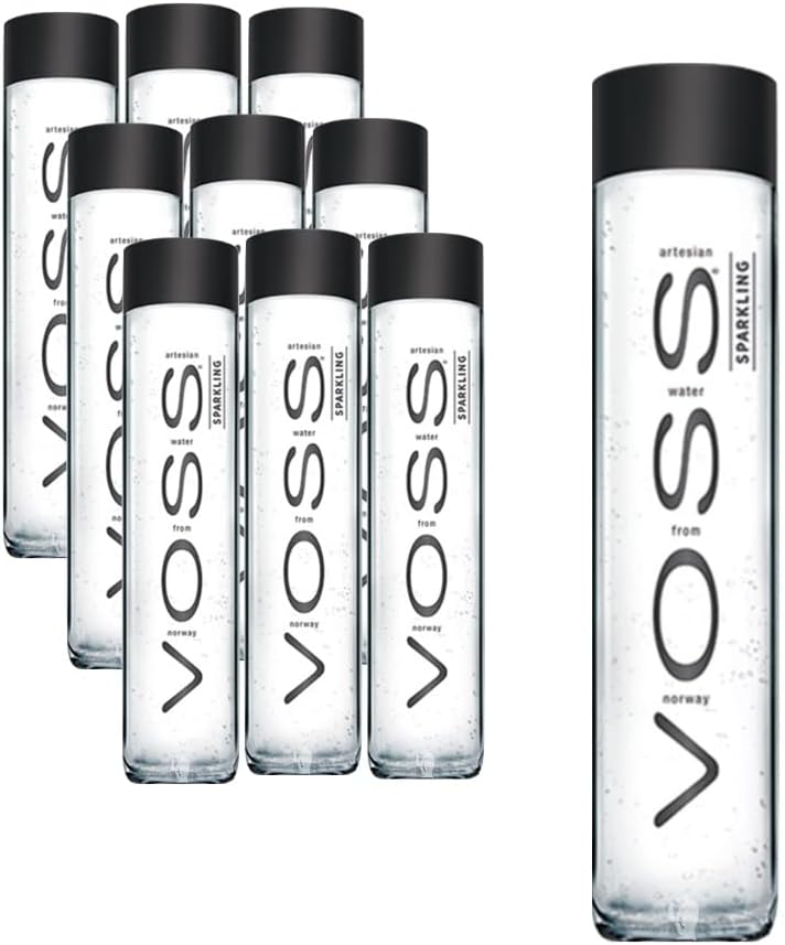 VOSS Sparkling Water From Norway Naturally Pure For A Crisp, Refreshing Taste, 375 Ml Glass Bottled Water 12.7 Fl Oz (Pack Of 9)