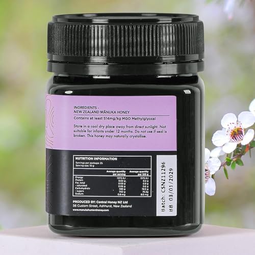 Manuka Hunters UMF 15+/MGO 514+ Certified New Zealand Manuka Honey - 100% Pure Natural Sweetener - Gluten, Dairy Free - Ideal for Tea, Coffee, Smoothies, and Baking - Sustainable - 8.8oz/250g Jar