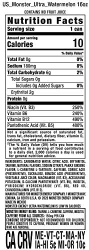 Monster Energy Ultra Watermelon, Sugar Free Energy Drink, 16 Ounce | Pack of 15