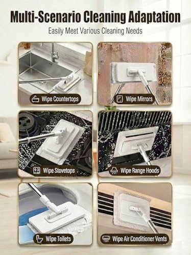 Snap Grip Mini Mop, Hands-Free Cloth Changing with 360° Rotating Head, Zero-Touch Portable Wall Mop for Floor, Tile and Mirror, Universal Pad Compatibility for Any Cloth+ Magic Cleaning Cloth*10