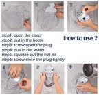 Rubber Hot Water Bottles Pain Relief with Cute Faux Fur Cover Gray Paw01