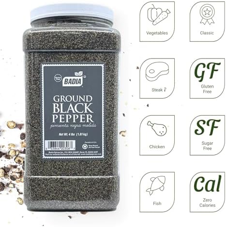 Badia Ground Black Pepper, 4 Pound – Premium Seasoning for Cooking & Freshly Ground Flavor