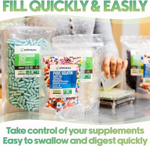 XPRS Nutra Size 0 Empty Capsules - 100 Clear Count Empty Vegan Capsules - Vegetarian Pill - DIY Vegetable Capsule Filling -Veggie Pills for Do-It-Yourself Supplements