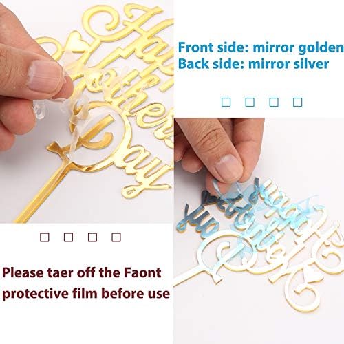 Mother's Day Cake Topper, 10pcs Acrylic Happy Mother's Day Cupcake Topper for Birthday Party Decoration Supplies (Gold)