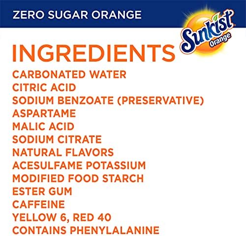 Sunkist Zero Sugar Orange Soda, 12 fl oz cans, 12 pack