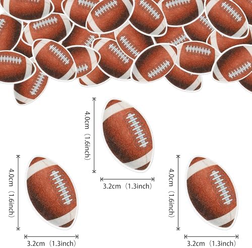48 PCS Edible Rugby Ball Cupcake Toppers Wafer Paper Football Cake Decorations Edible Rugby Ball Cake Picks Toppers for Sports Rugby Theme Baby Shower Kids Birthday Party Cupcake Decoration Supplies