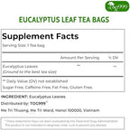 TOG999, Premium 100 Eucalyptus Leaf Tea Bags, 100% Natural & Pure Eucalyptus Leaves. Loose Leaf Eucalyptus Herbal Tea. Eucalyptus Leaf Tea. No Sugar, No Caffeine, No Gluten, Vegan.
