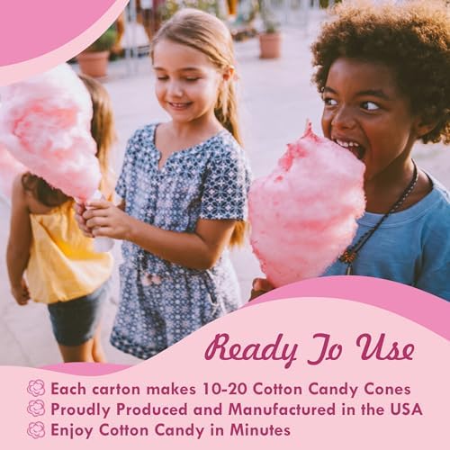 Cotton Candy Floss Sugar Package of ct-(Pink Vanilla, Blue Raspberry -8.5oz Each Flavor Pack of 2 with cones (Pink Vanilla & Blue Raspberry)