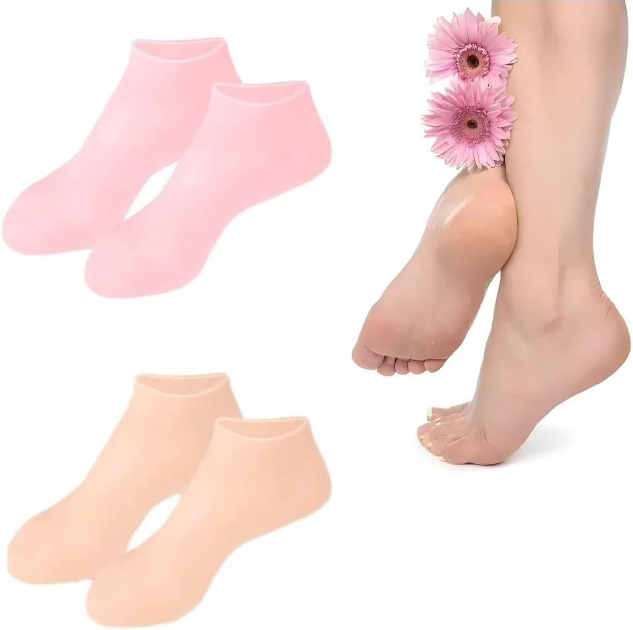 2 Pairs Silicone Socks for Dry Cracked Feet Women,Silicones Moisturizing Socks,Foot Spa Pedicure Silicone Socks for Repairing Dry Feet,Cracked Heels and Softening Rough Skin(Fits Size 8 to 11)